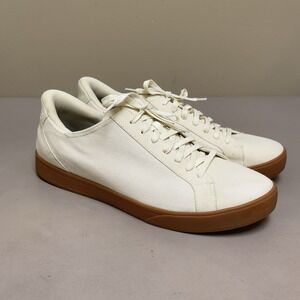 Kizik Irving Shoes Men 11.5 Wide Beige Canvas Hands Free Lace Up Walking Sneaker